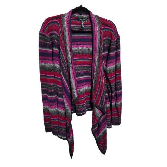 Lauren Ralph Lauren Cardigan Women Plus Size 2X Striped Open Front Aztec Boho - Picture 4 of 8